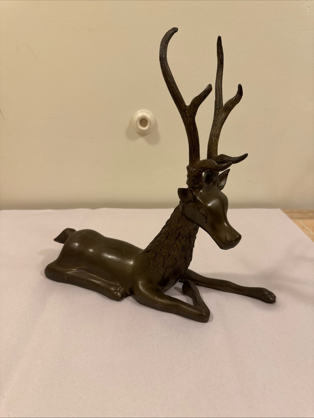 2 Large Heavy Brass Antelope Deer Statue Figure Mid Century Hollywood Regency